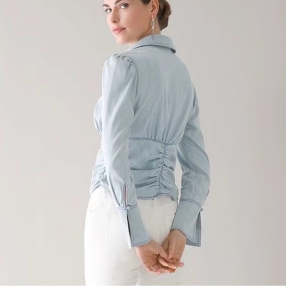 Ruched waist denim shirt. - Picture 4 of 4